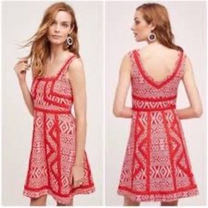 Maeve anthropologie red crochet knit dress